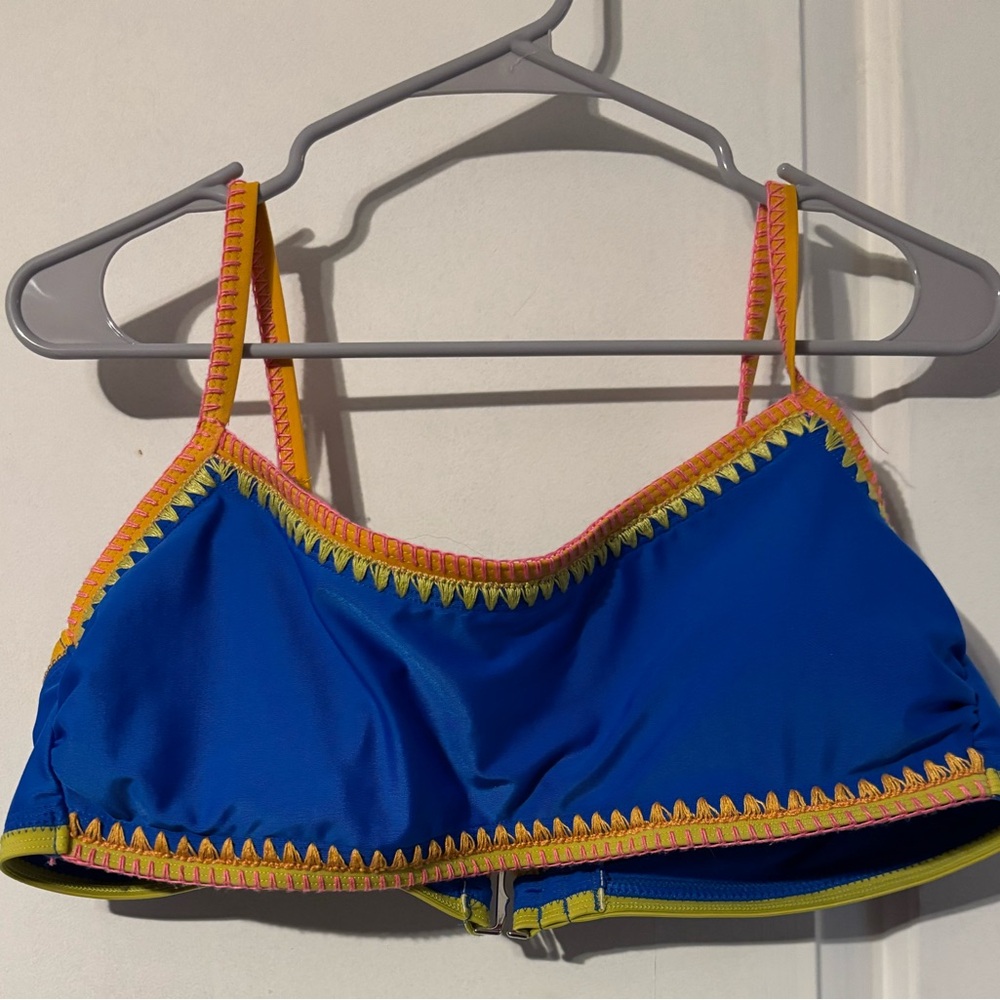 Women's Blue and Orange Swim Top